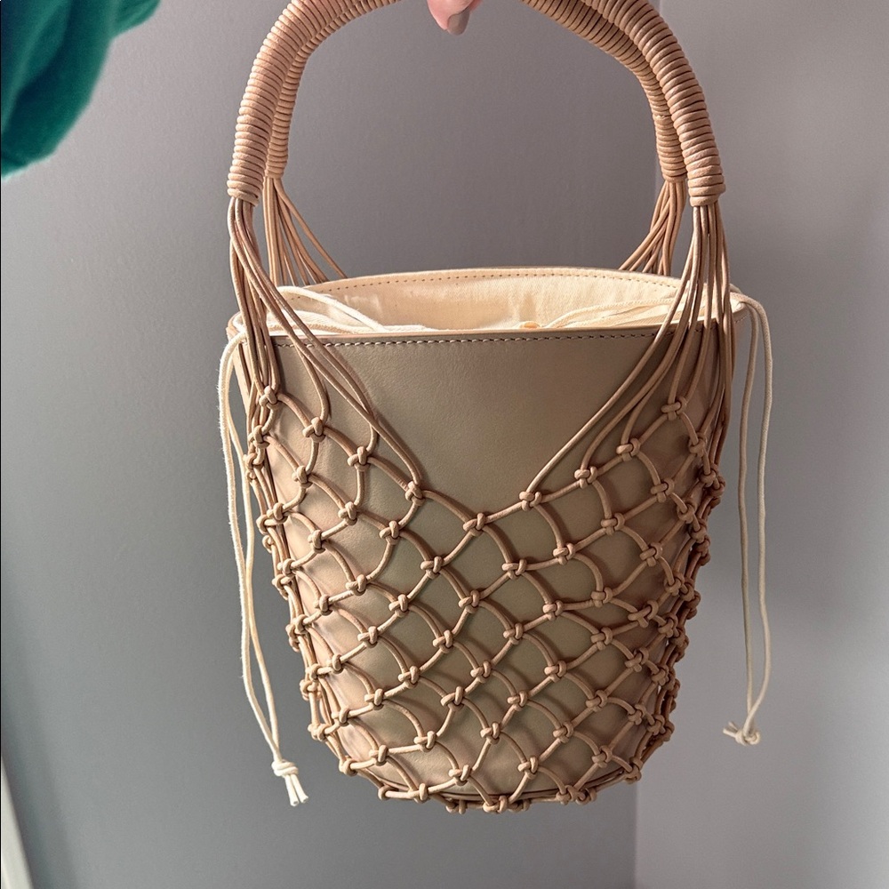 Tan Woven Bucket Bag J Crew NWT Leather